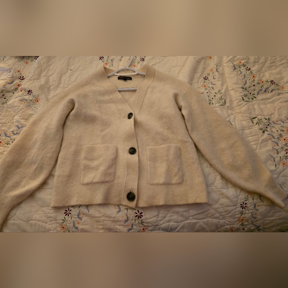 Banana Republic Cream Button-Up Cardigan
